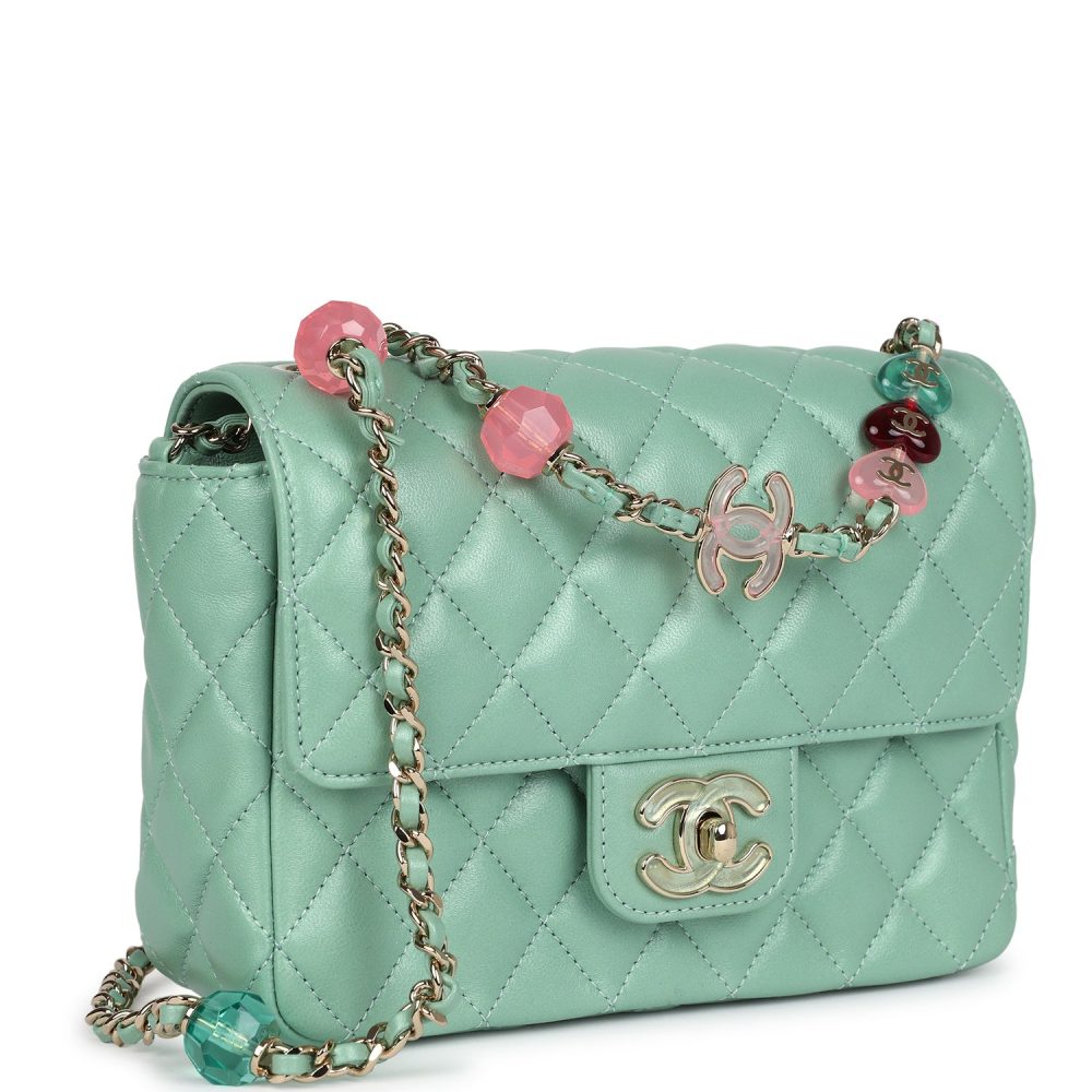 Chanel Candy Heart Mini Flap Bag Turquoise Lambskin Enamel and Light Gold Hardware - Image 2