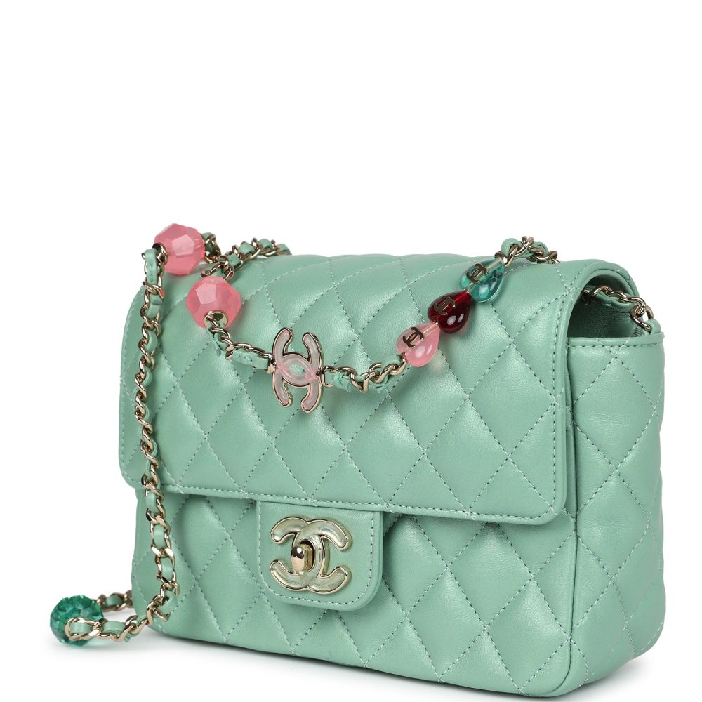 Chanel Candy Heart Mini Flap Bag Turquoise Lambskin Enamel and Light Gold Hardware - Image 3