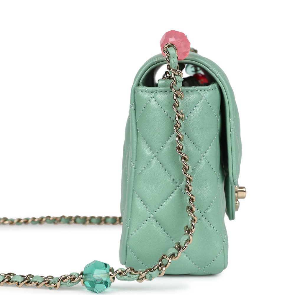 Chanel Candy Heart Mini Flap Bag Turquoise Lambskin Enamel and Light Gold Hardware - Image 4