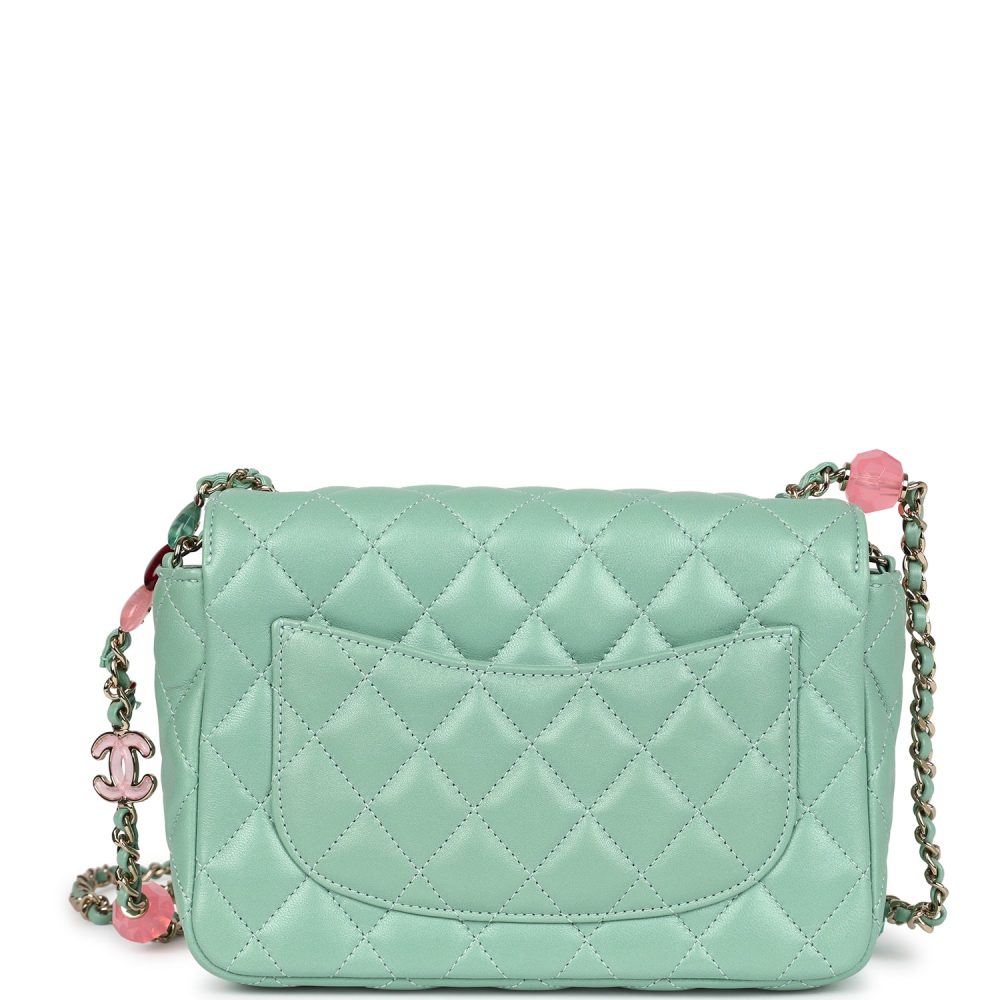 Chanel Candy Heart Mini Flap Bag Turquoise Lambskin Enamel and Light Gold Hardware - Image 5