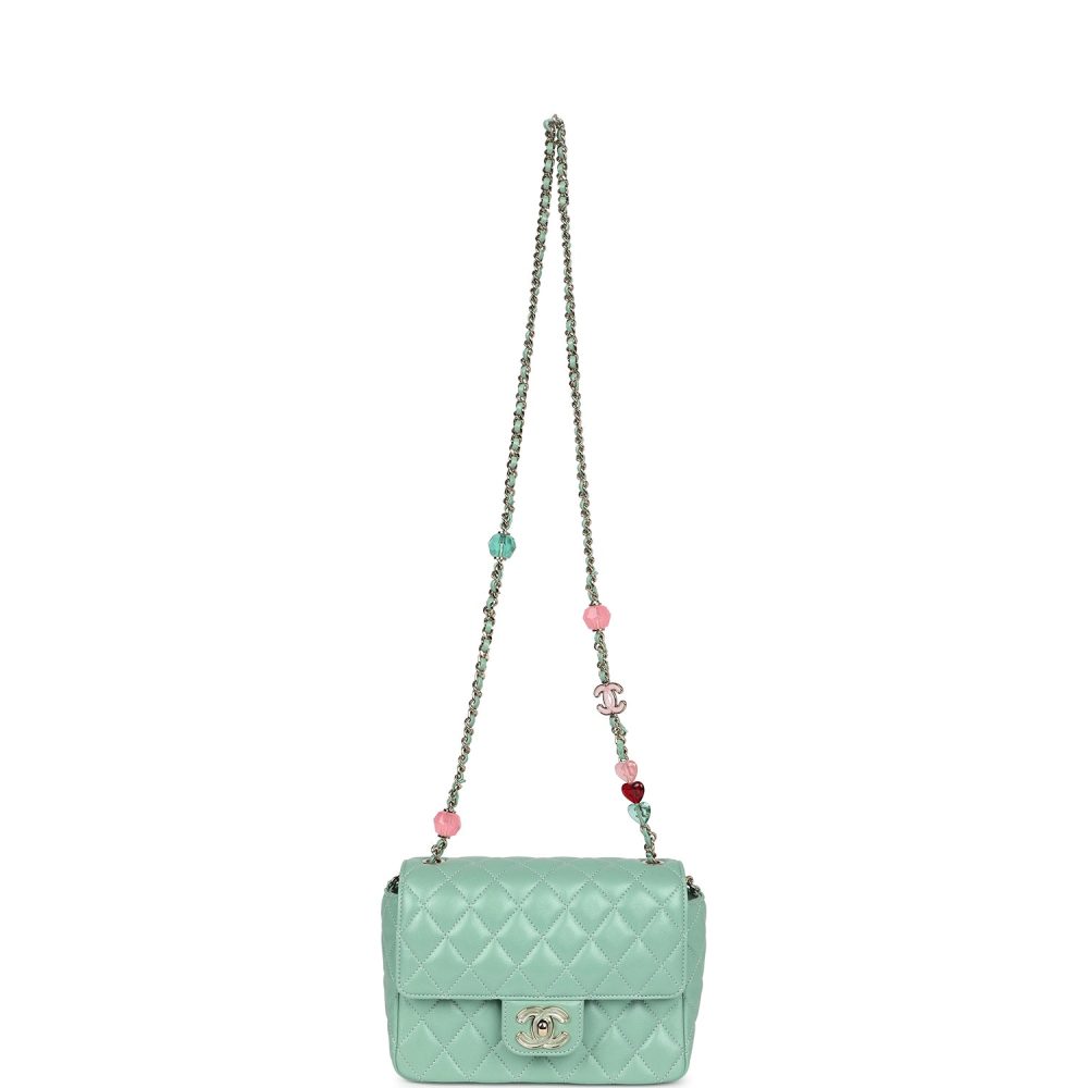 Chanel Candy Heart Mini Flap Bag Turquoise Lambskin Enamel and Light Gold Hardware - Image 8