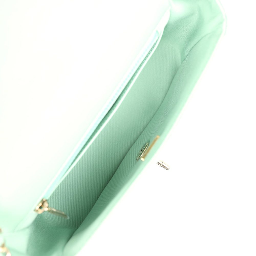 Chanel Candy Heart Mini Flap Bag Turquoise Lambskin Enamel and Light Gold Hardware - Image 10