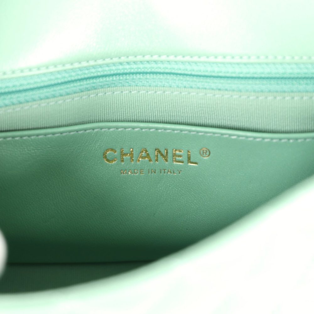 Chanel Candy Heart Mini Flap Bag Turquoise Lambskin Enamel and Light Gold Hardware - Image 11