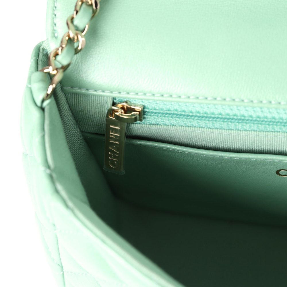 Chanel Candy Heart Mini Flap Bag Turquoise Lambskin Enamel and Light Gold Hardware - Image 12