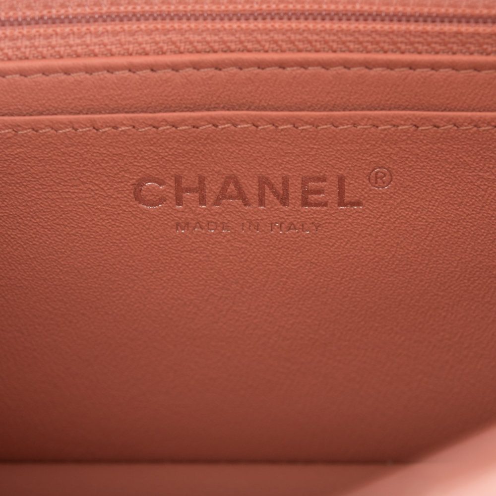 Chanel Mini Rectangular Flap Bag Rose Lambskin Silver Hardware - Image 9