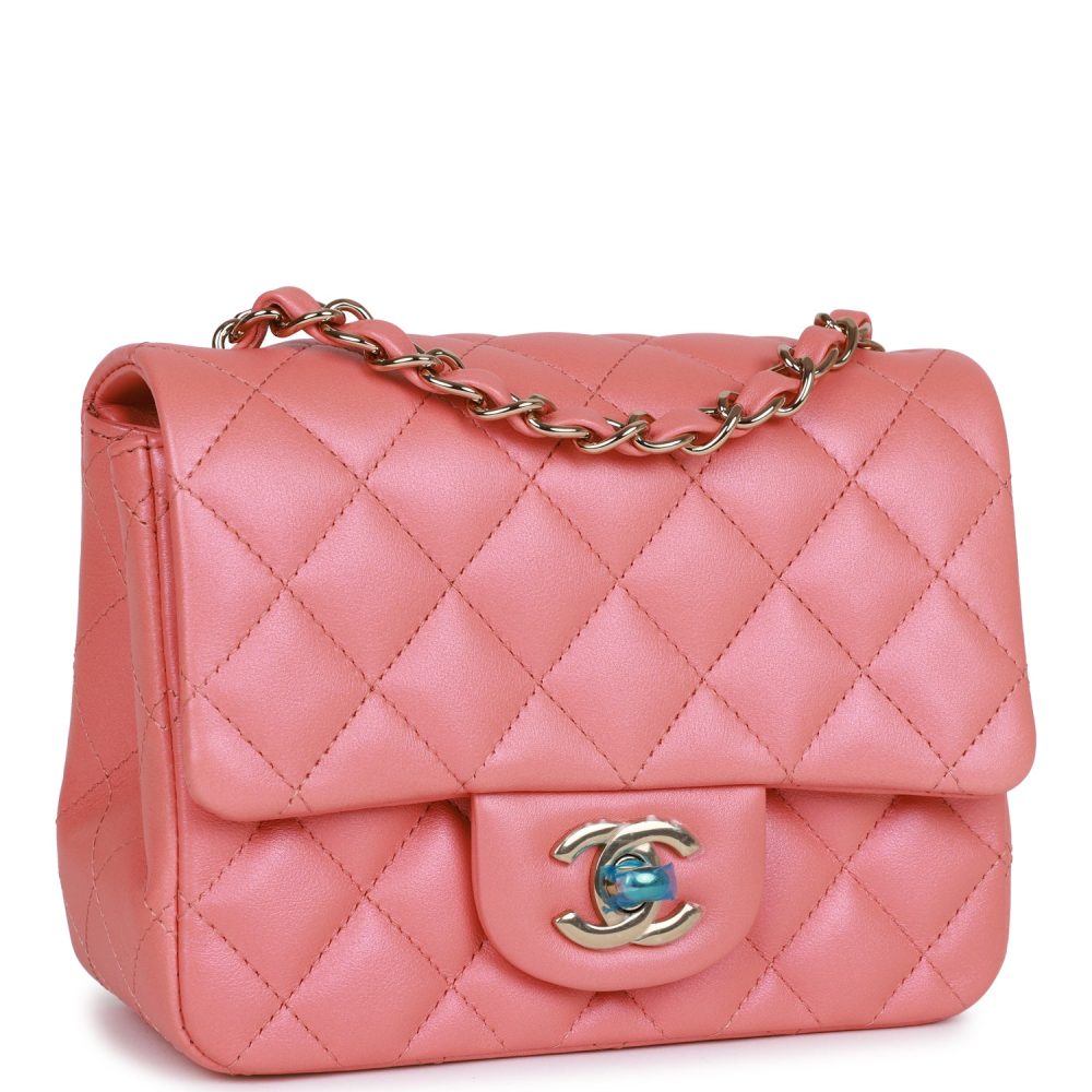 Chanel Mini Square Flap Bag Pink Lambskin Light Gold Hardware - Image 2
