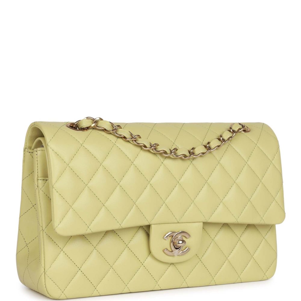 Chanel Medium Classic Double Flap Bag Light Green Lambskin Light Gold Hardware - Image 2
