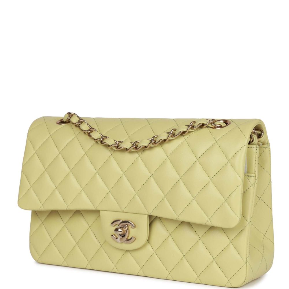 Chanel Medium Classic Double Flap Bag Light Green Lambskin Light Gold Hardware - Image 5