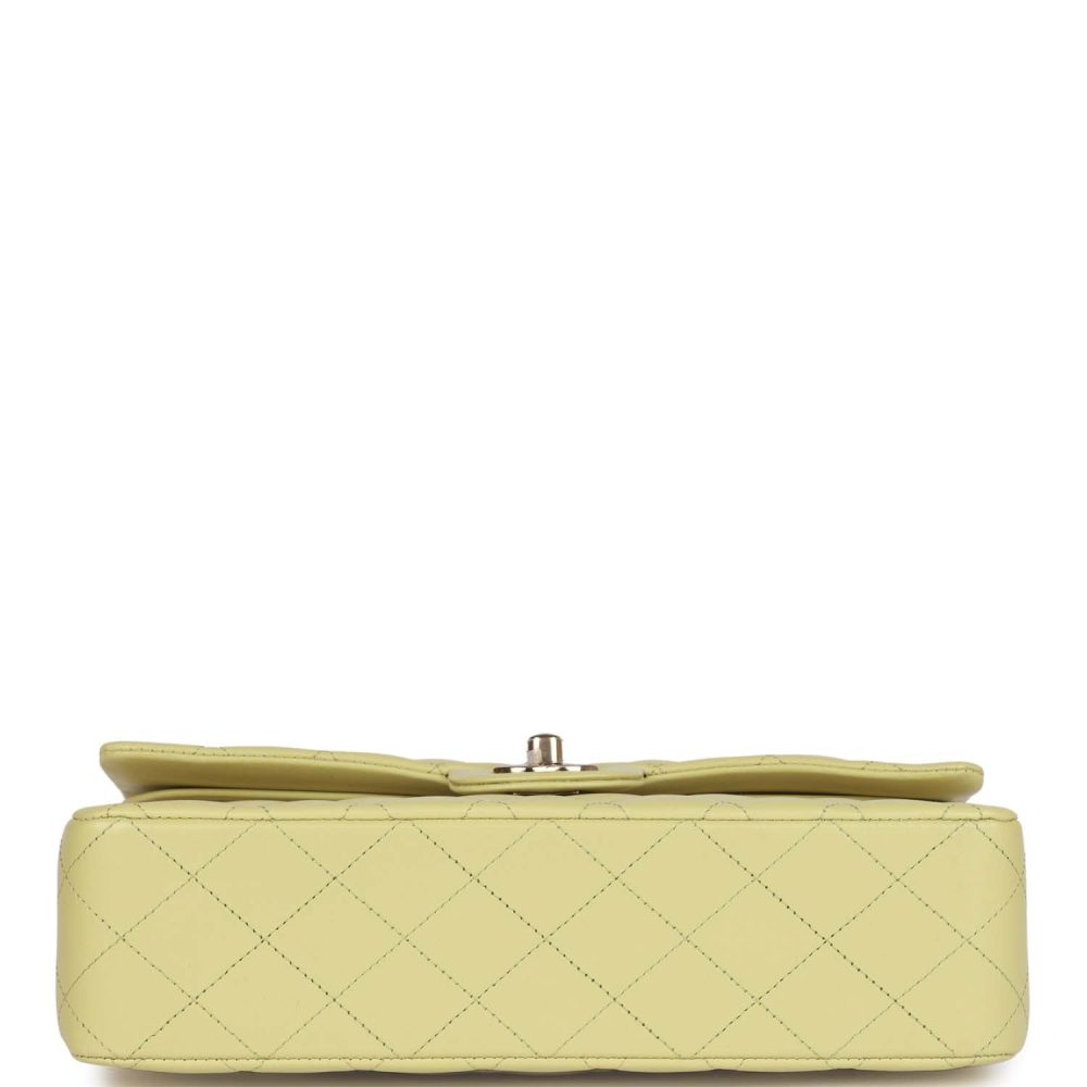 Chanel Medium Classic Double Flap Bag Light Green Lambskin Light Gold Hardware - Image 6