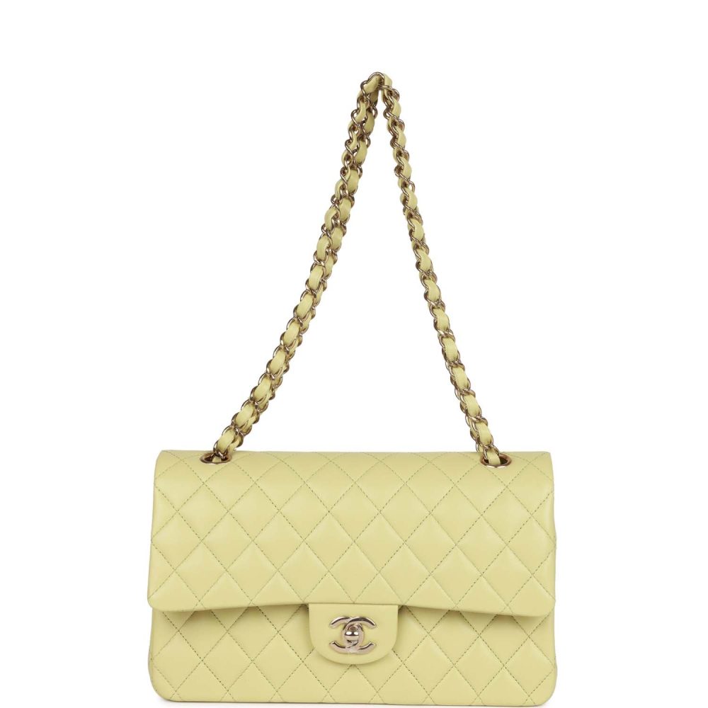 Chanel Medium Classic Double Flap Bag Light Green Lambskin Light Gold Hardware - Image 7