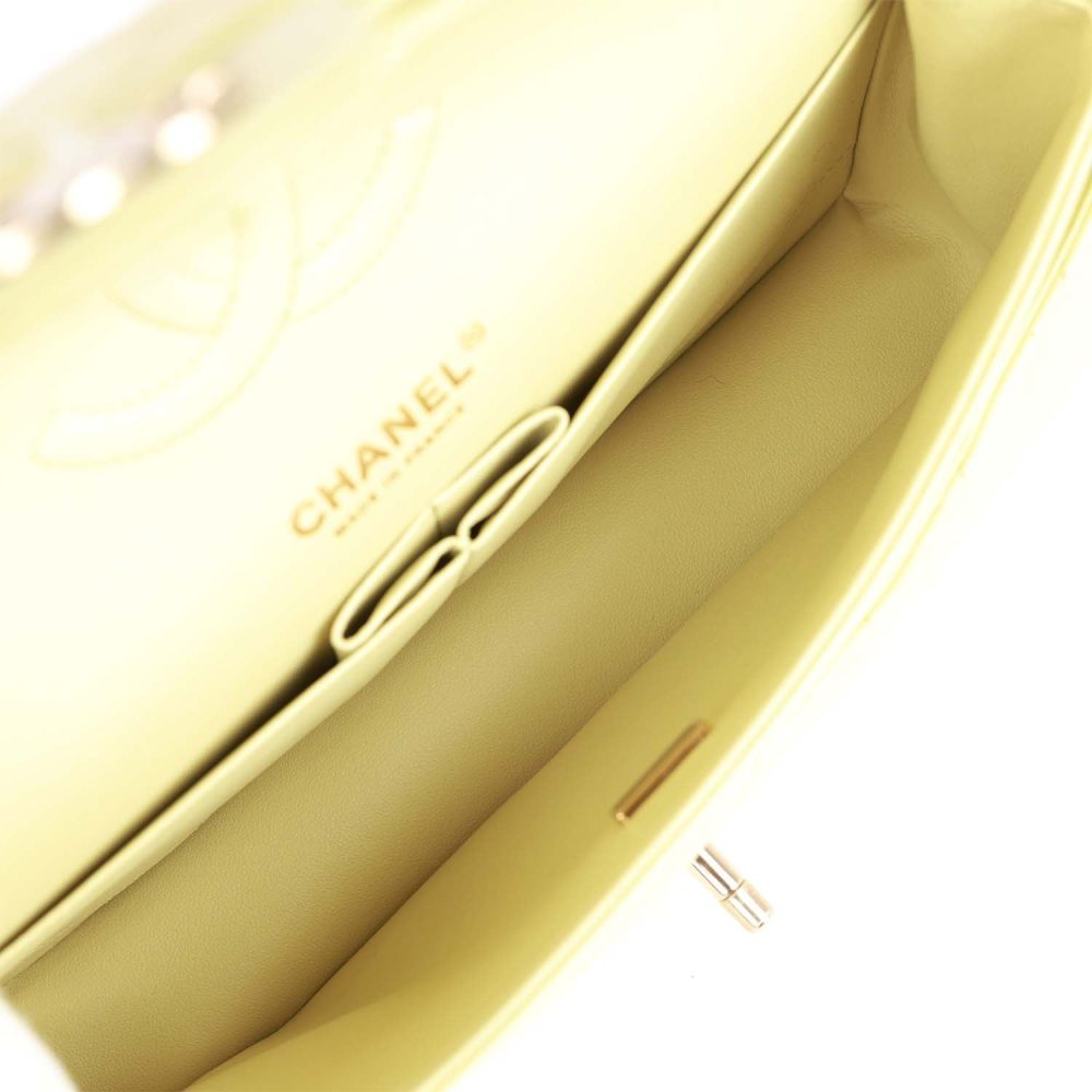 Chanel Medium Classic Double Flap Bag Light Green Lambskin Light Gold Hardware - Image 9
