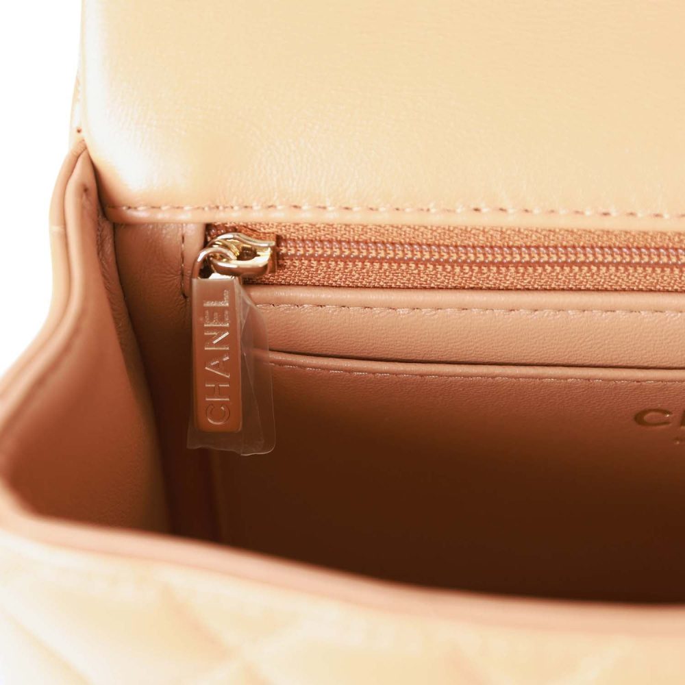 Chanel Mini Rectangular Flap with Top Handle Caramel Lambskin Light Gold Hardware - Image 10