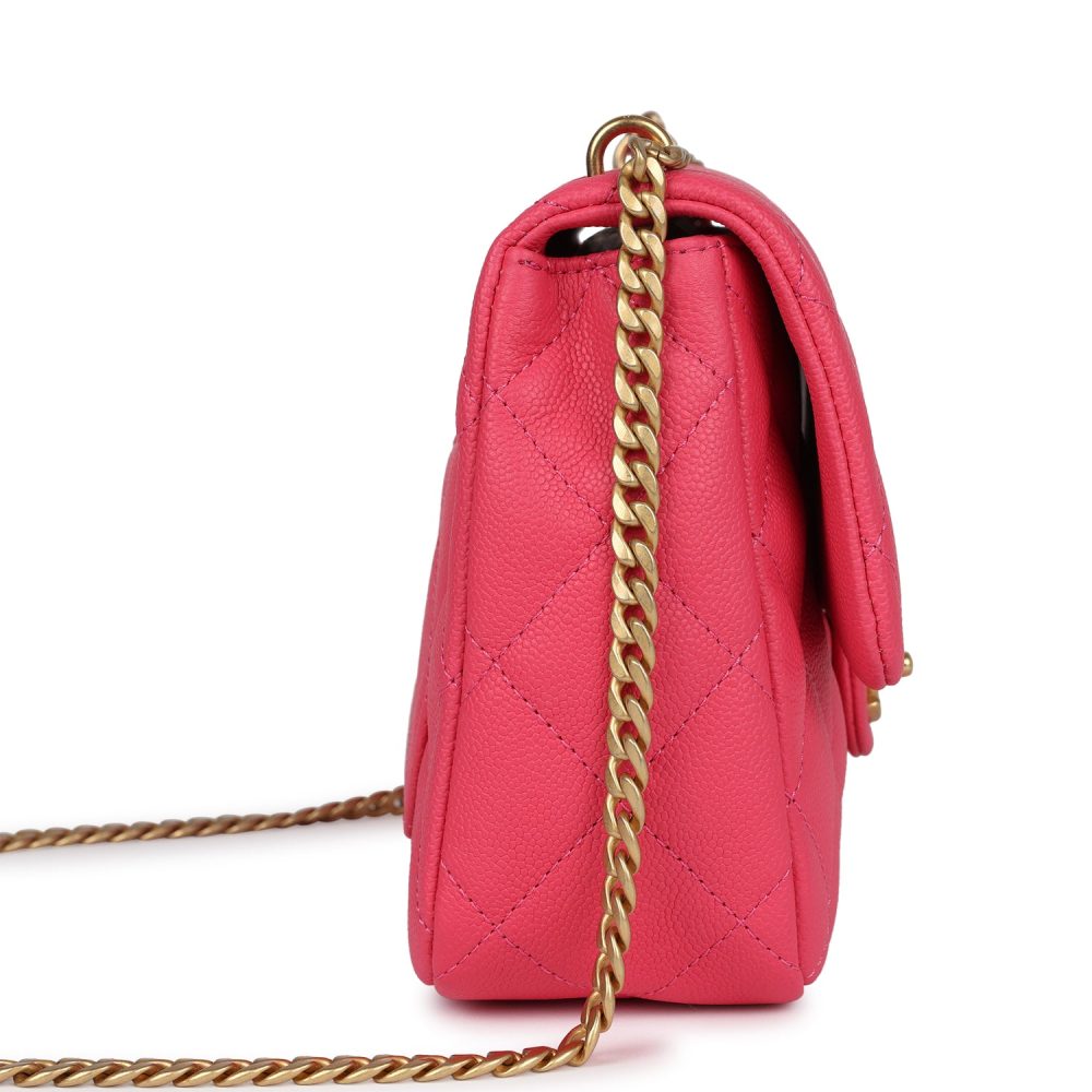 Chanel Medium Sweetheart Crush Flap Bag Pink Caviar Antique Gold Hardware - Image 4