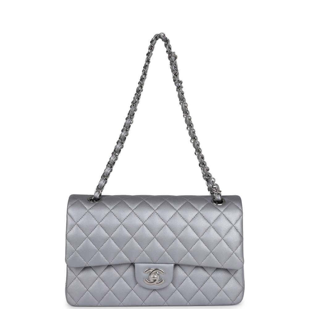 Chanel Medium Classic Double Flap Silver Caviar Silver Hardware - Image 7