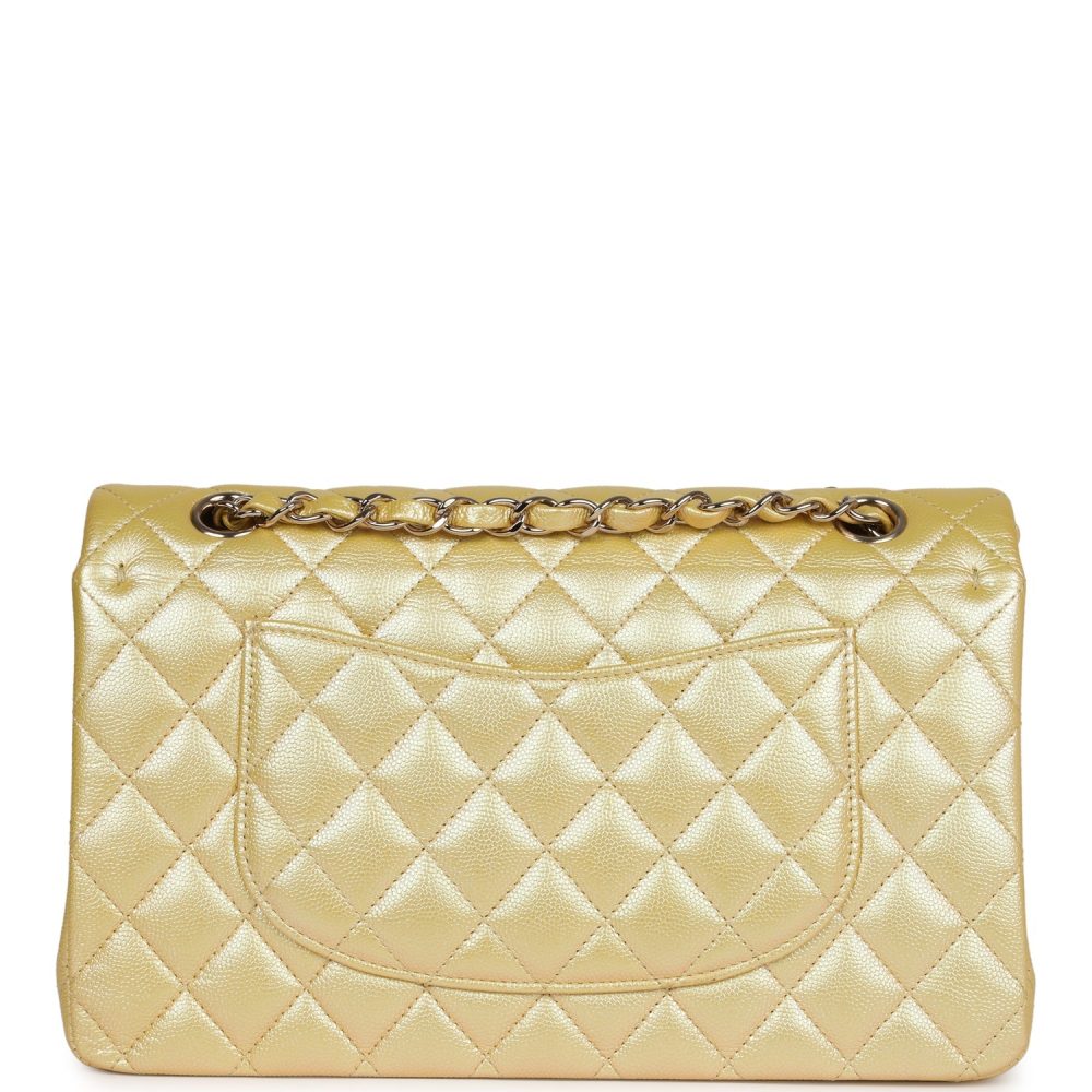 Chanel Medium Classic Double Flap Bag Yellow Iridescent Caviar Light Gold Hardware - Image 4