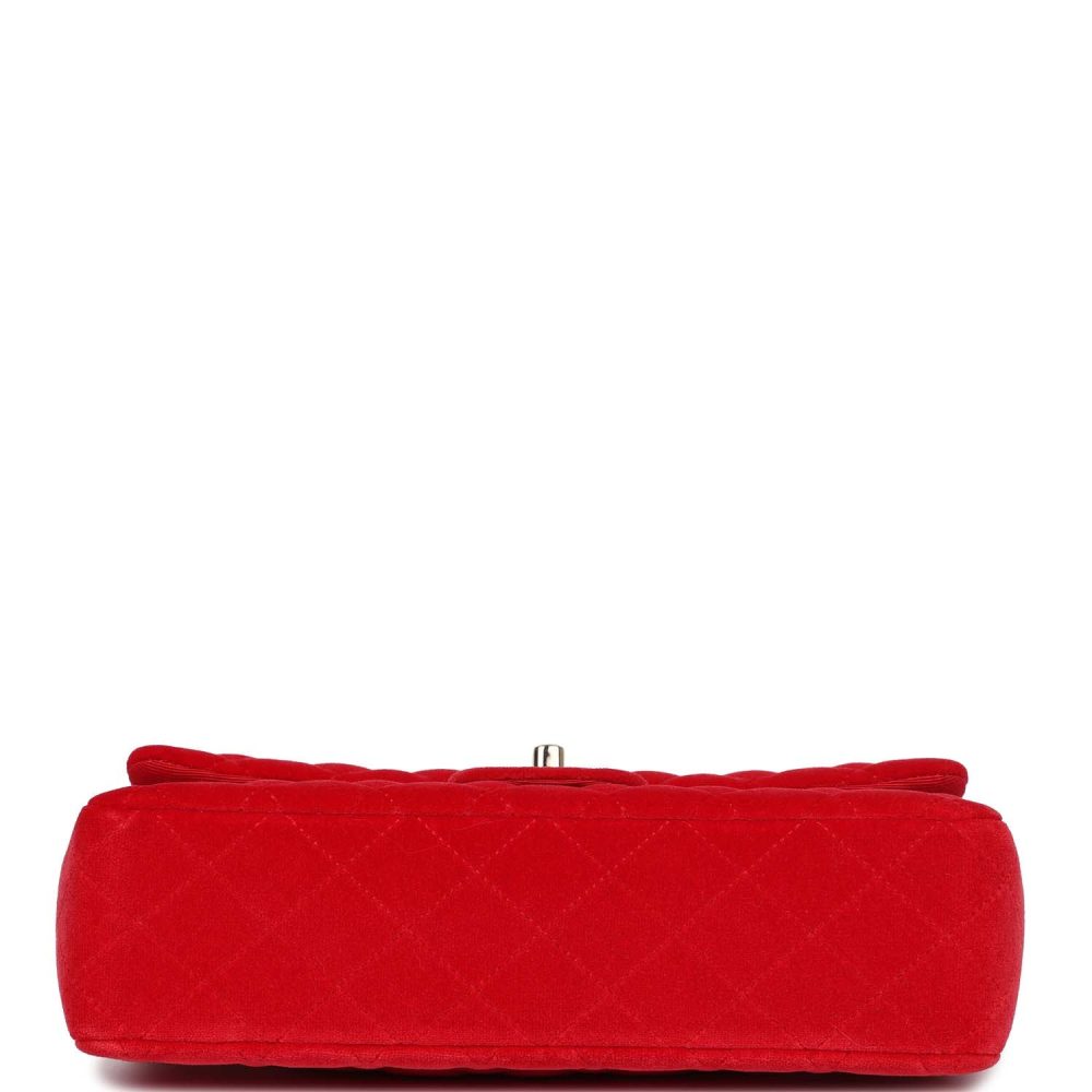 Chanel Medium Classic Double Flap Bag Red Velvet Light Gold Hardware - Image 6