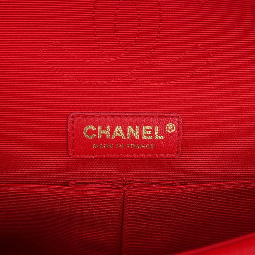 Chanel Medium Classic Double Flap Bag Red Velvet Light Gold Hardware - Image 8