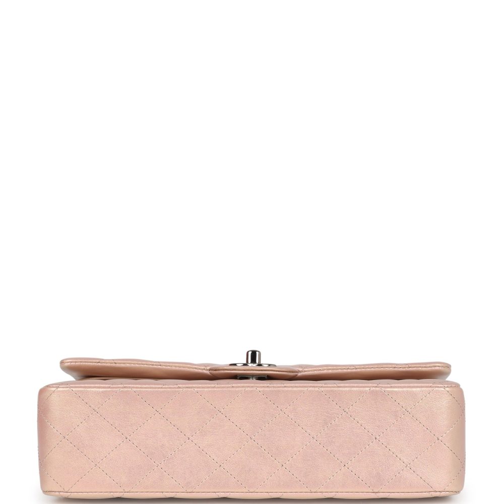 Chanel Medium Classic Double Flap Bag Pink Iridescent Lambskin Silver Hardware - Image 6