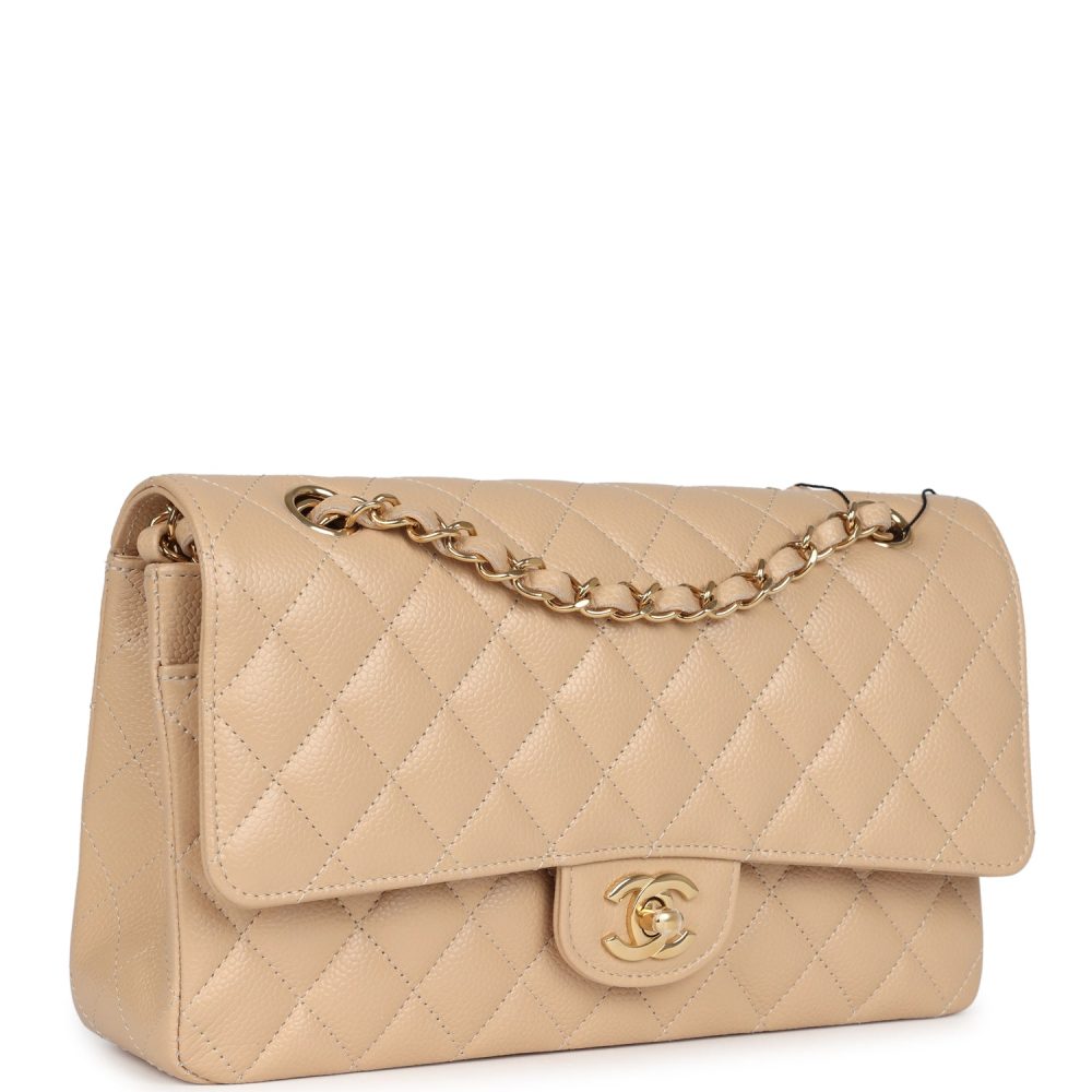 Chanel Medium Classic Double Flap Beige Caviar Gold Hardware - Image 2