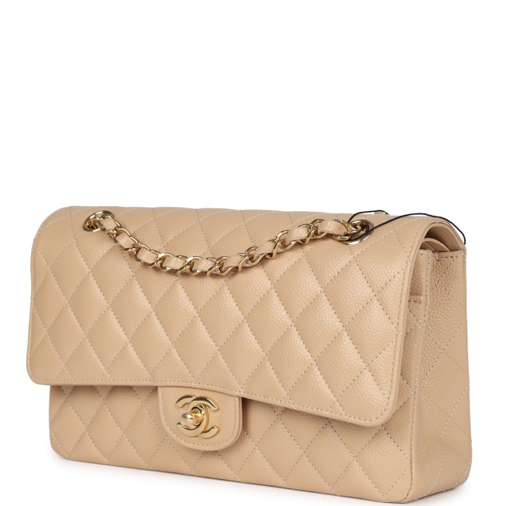 Chanel Medium Classic Double Flap Beige Caviar Gold Hardware - Image 5