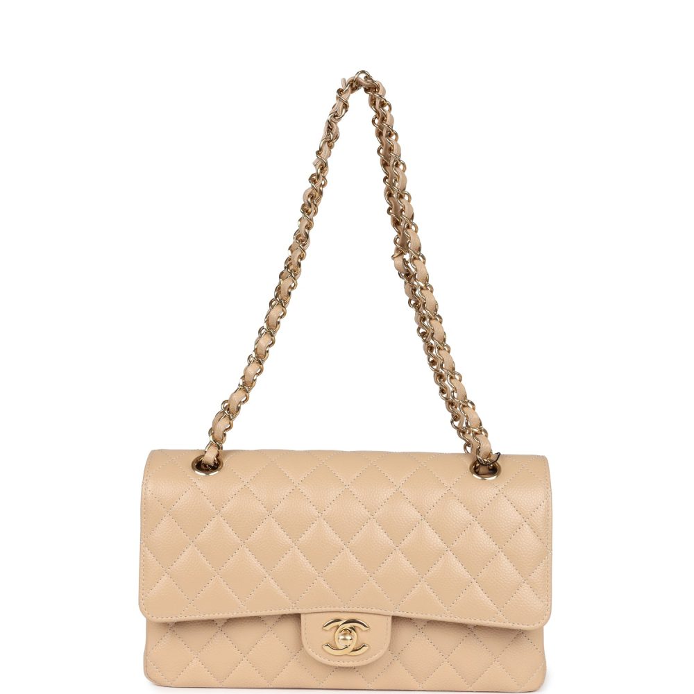 Chanel Medium Classic Double Flap Beige Caviar Gold Hardware - Image 7