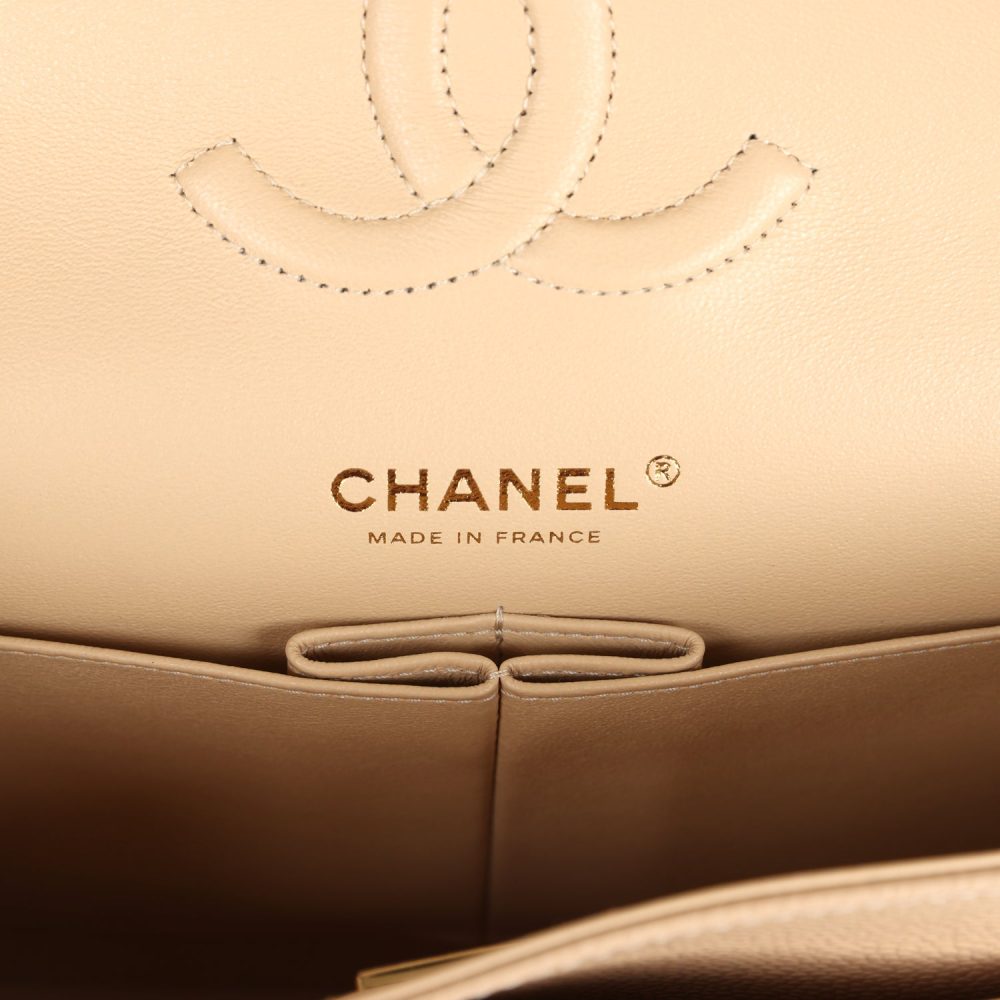 Chanel Medium Classic Double Flap Beige Caviar Gold Hardware - Image 8