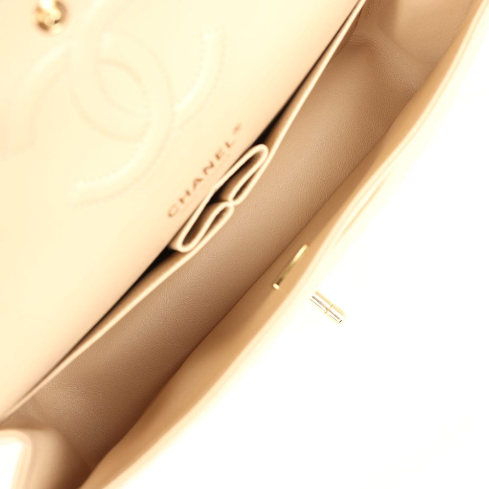 Chanel Medium Classic Double Flap Beige Caviar Gold Hardware - Image 9