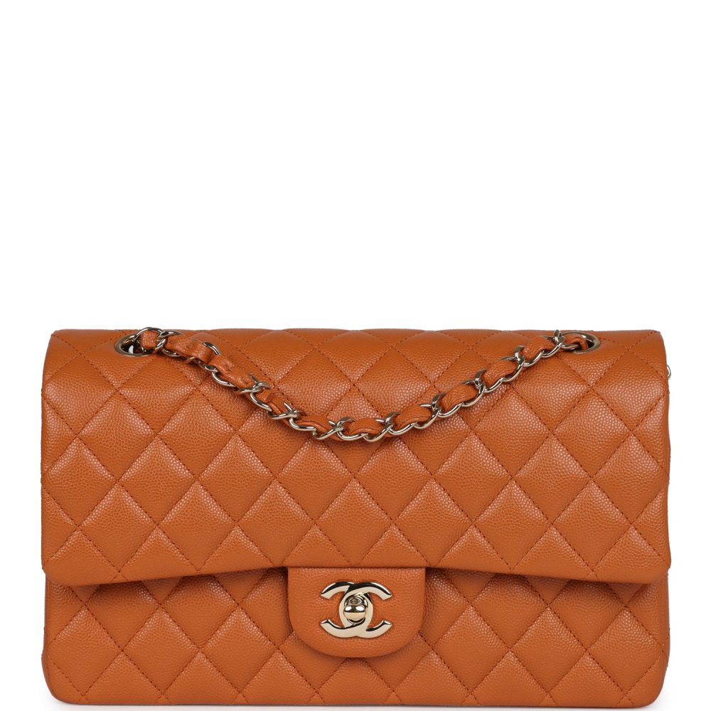 Chanel Medium Classic Double Flap Bag Caramel Caviar Light Gold Hardware