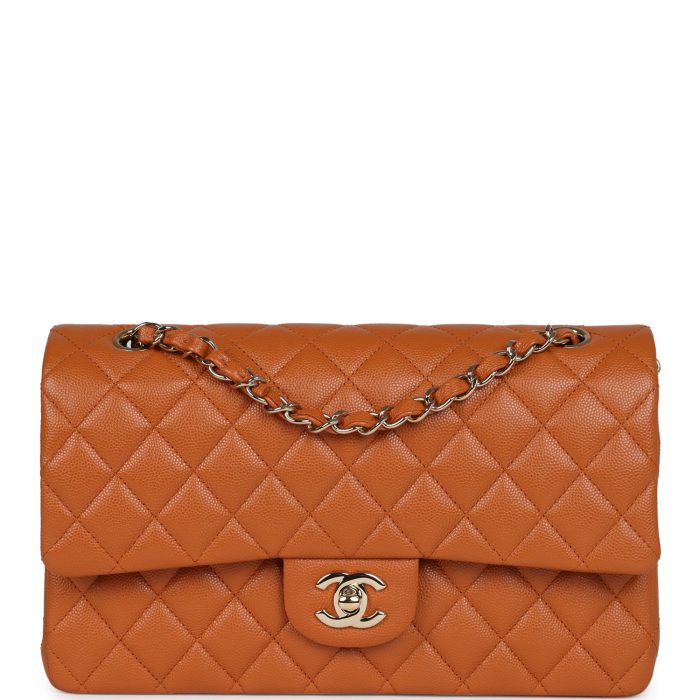 Chanel Medium Classic Double Flap Bag Caramel Caviar Light Gold Hardware