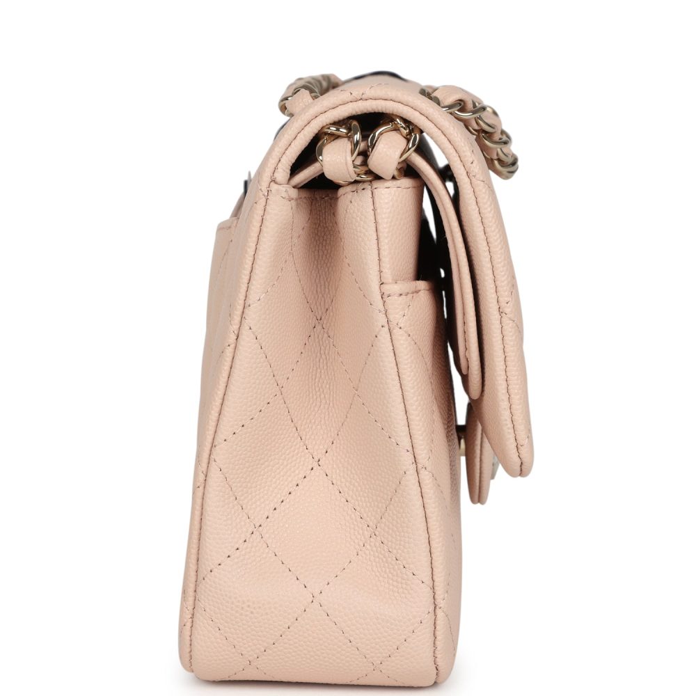 Chanel Medium Classic Double Flap Light Beige Caviar Light Gold Hardware - Image 3