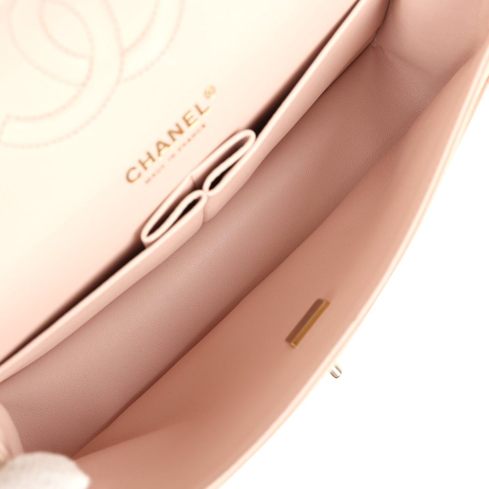 Chanel Medium Classic Double Flap Light Beige Caviar Light Gold Hardware - Image 9