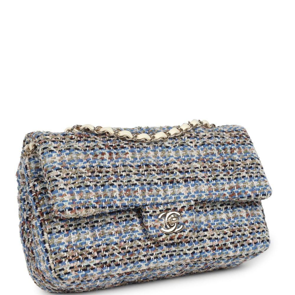 Chanel Medium Classic Double Flap Bag Multicolor Tweed Light Gold Hardware - Image 2
