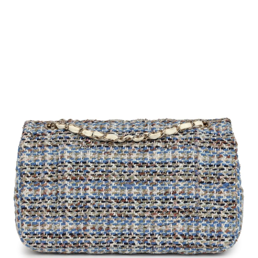 Chanel Medium Classic Double Flap Bag Multicolor Tweed Light Gold Hardware - Image 4