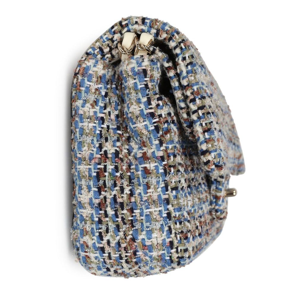 Chanel Medium Classic Double Flap Bag Multicolor Tweed Light Gold Hardware - Image 3
