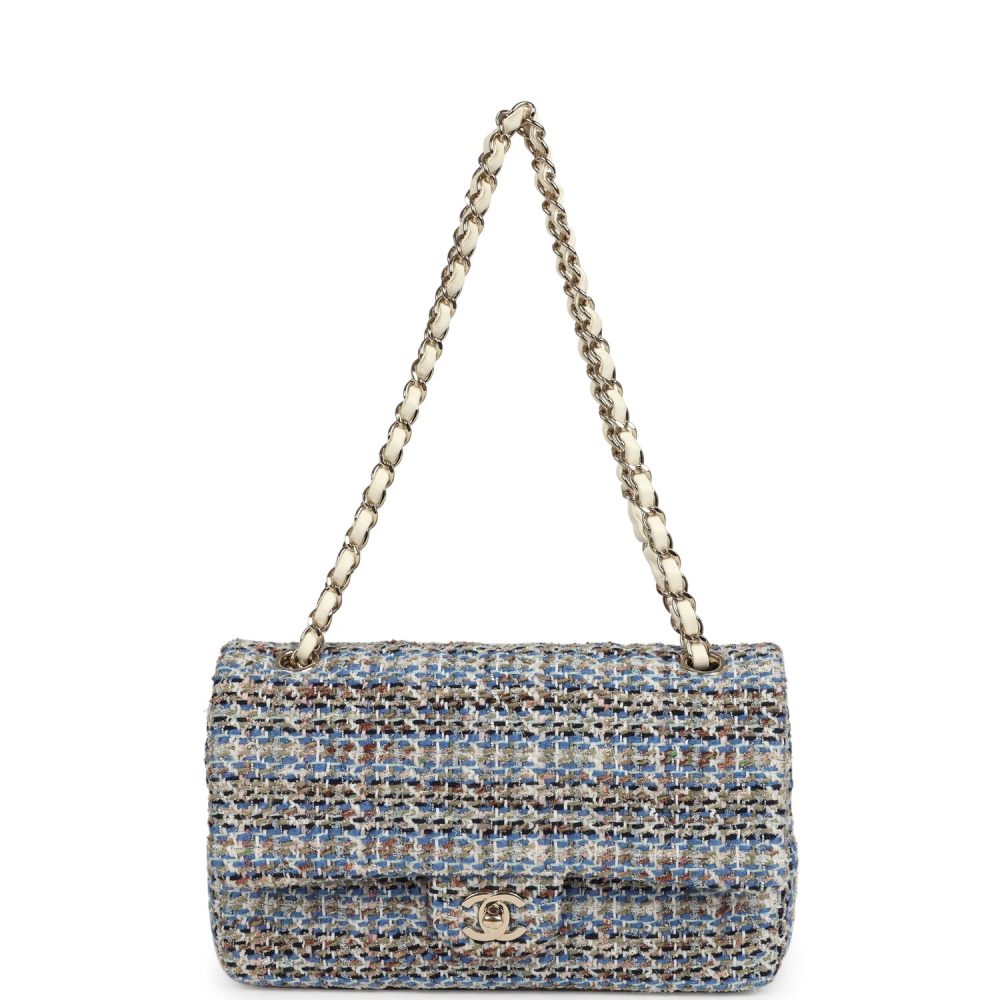 Chanel Medium Classic Double Flap Bag Multicolor Tweed Light Gold Hardware - Image 7
