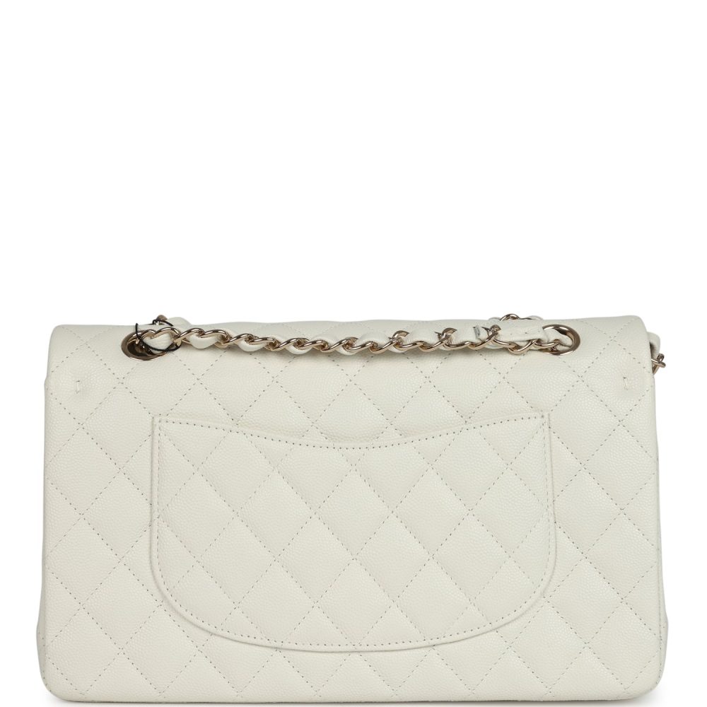 Chanel Medium Classic Double Flap White Caviar Light Gold Hardware - Image 4
