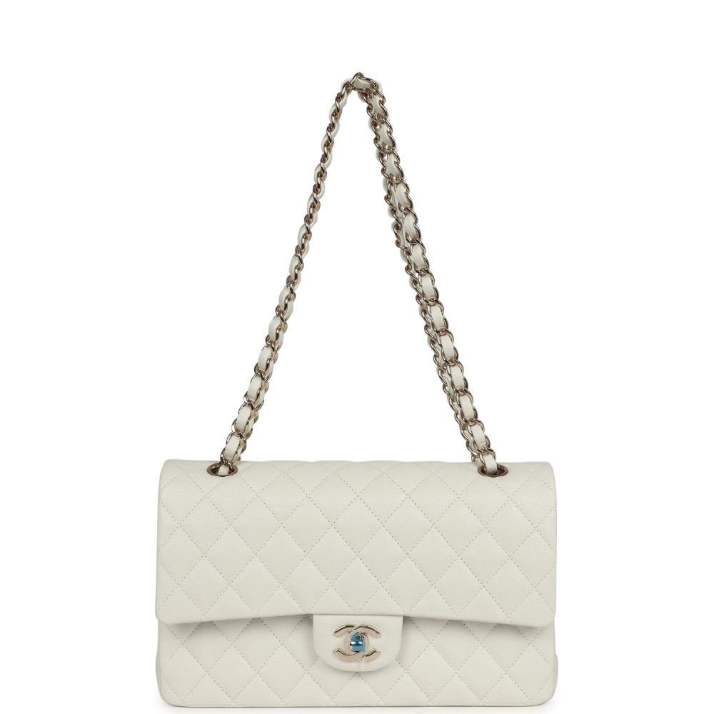 Chanel Medium Classic Double Flap White Caviar Light Gold Hardware - Image 7