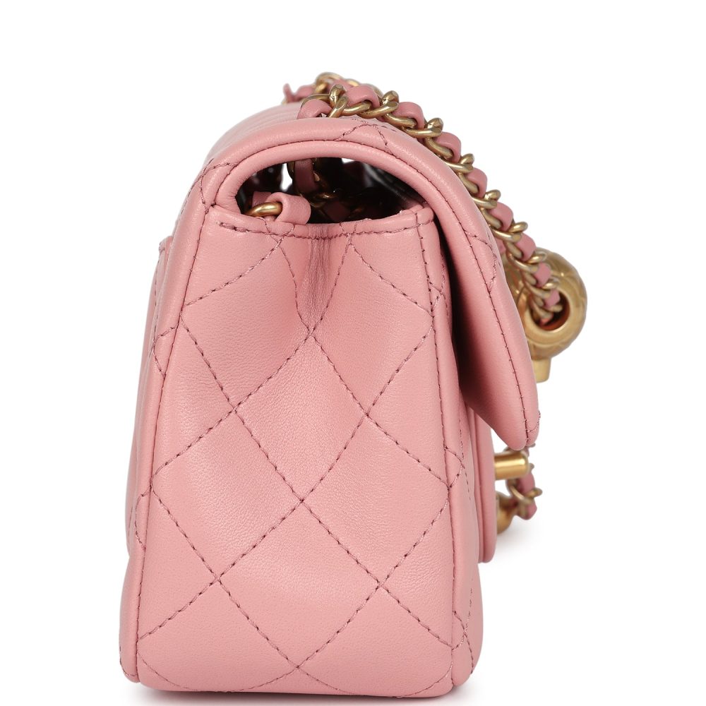 Chanel Mini Pearl Crush Rectangular Flap Dark Pink Lambskin Brushed Gold Hardware - Image 4