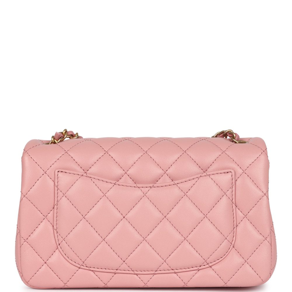 Chanel Mini Pearl Crush Rectangular Flap Dark Pink Lambskin Brushed Gold Hardware - Image 5
