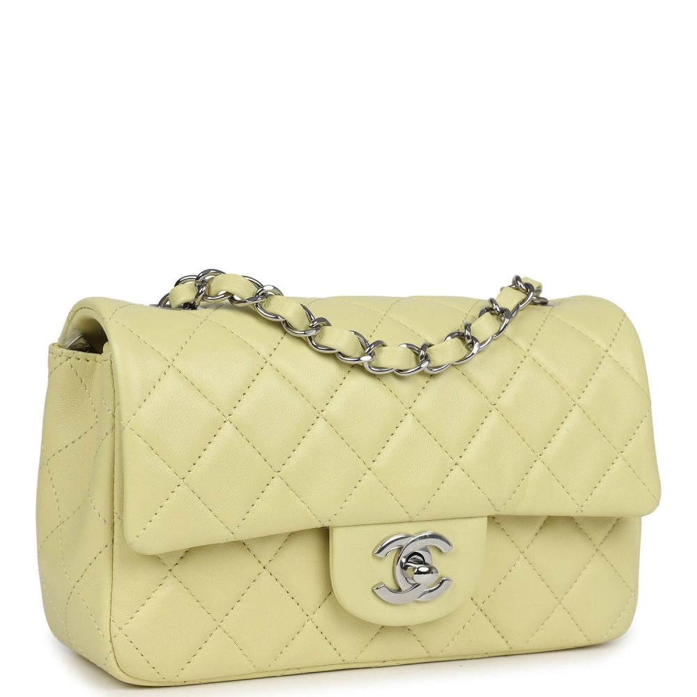 Chanel Mini Rectangular Flap Lime Lambskin Silver Hardware - Image 2