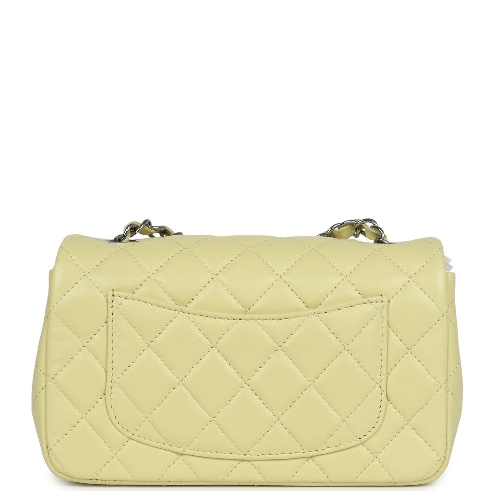 Chanel Mini Rectangular Flap Lime Lambskin Silver Hardware - Image 4