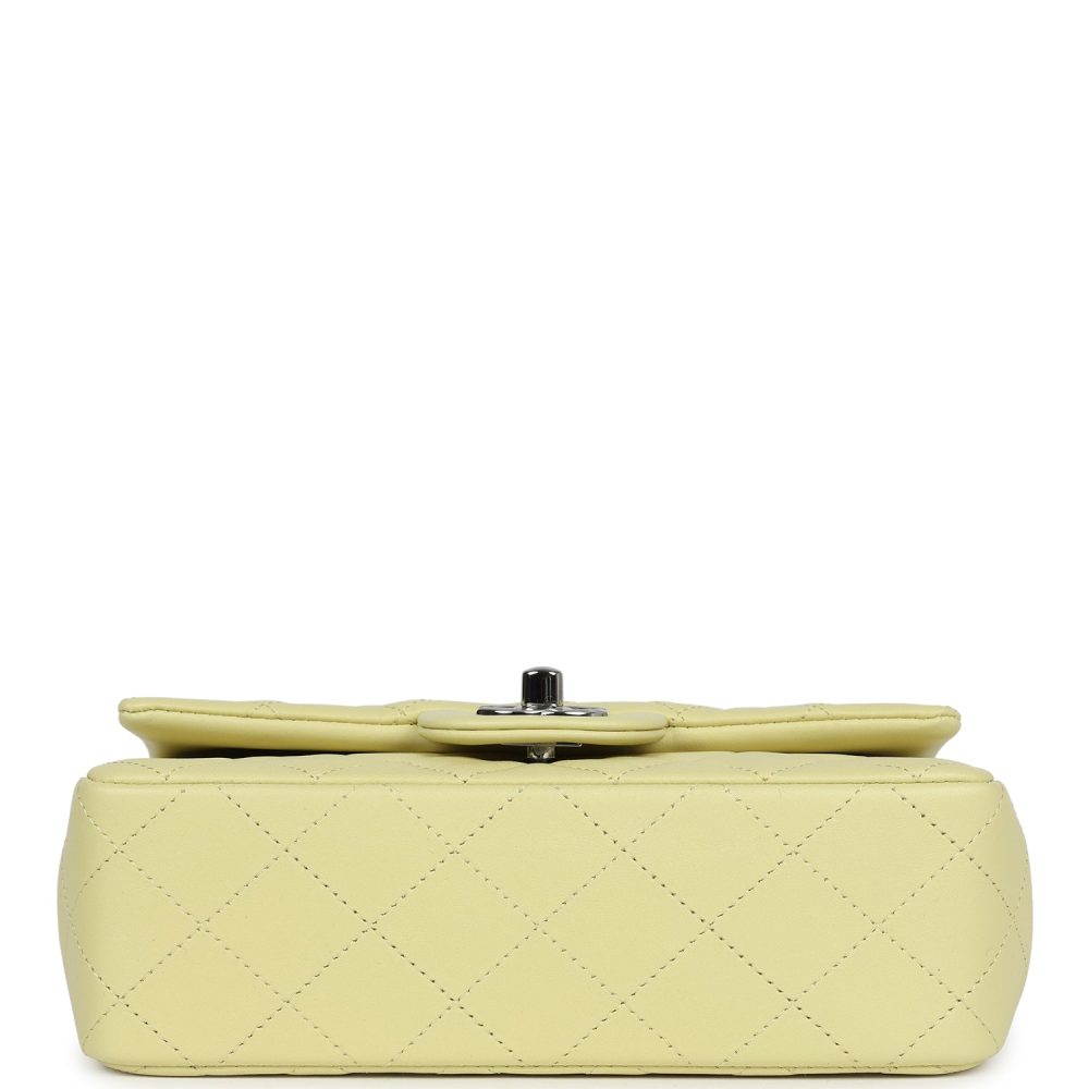Chanel Mini Rectangular Flap Lime Lambskin Silver Hardware - Image 6