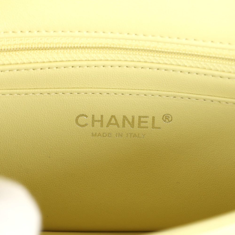 Chanel Mini Rectangular Flap Lime Lambskin Silver Hardware - Image 9