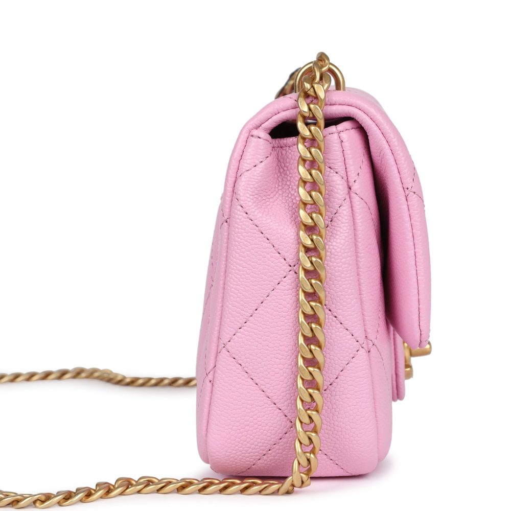 Chanel Mini Sweetheart Crush Square Flap Bag Pink Caviar Aged Gold Hardware - Image 4