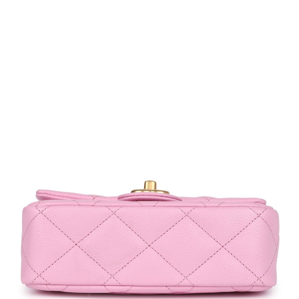 Chanel Mini Sweetheart Crush Square Flap Bag Pink Caviar Aged Gold Hardware - Image 6