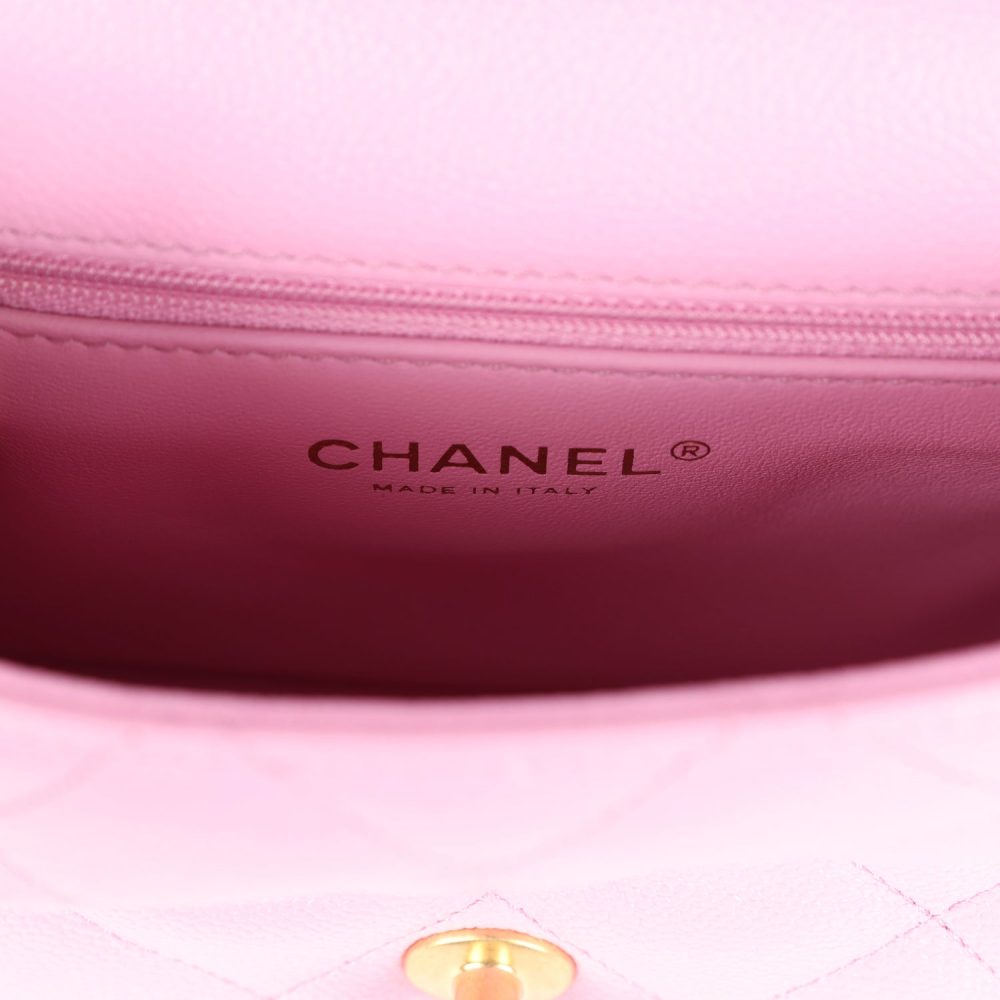 Chanel Mini Sweetheart Crush Square Flap Bag Pink Caviar Aged Gold Hardware - Image 10