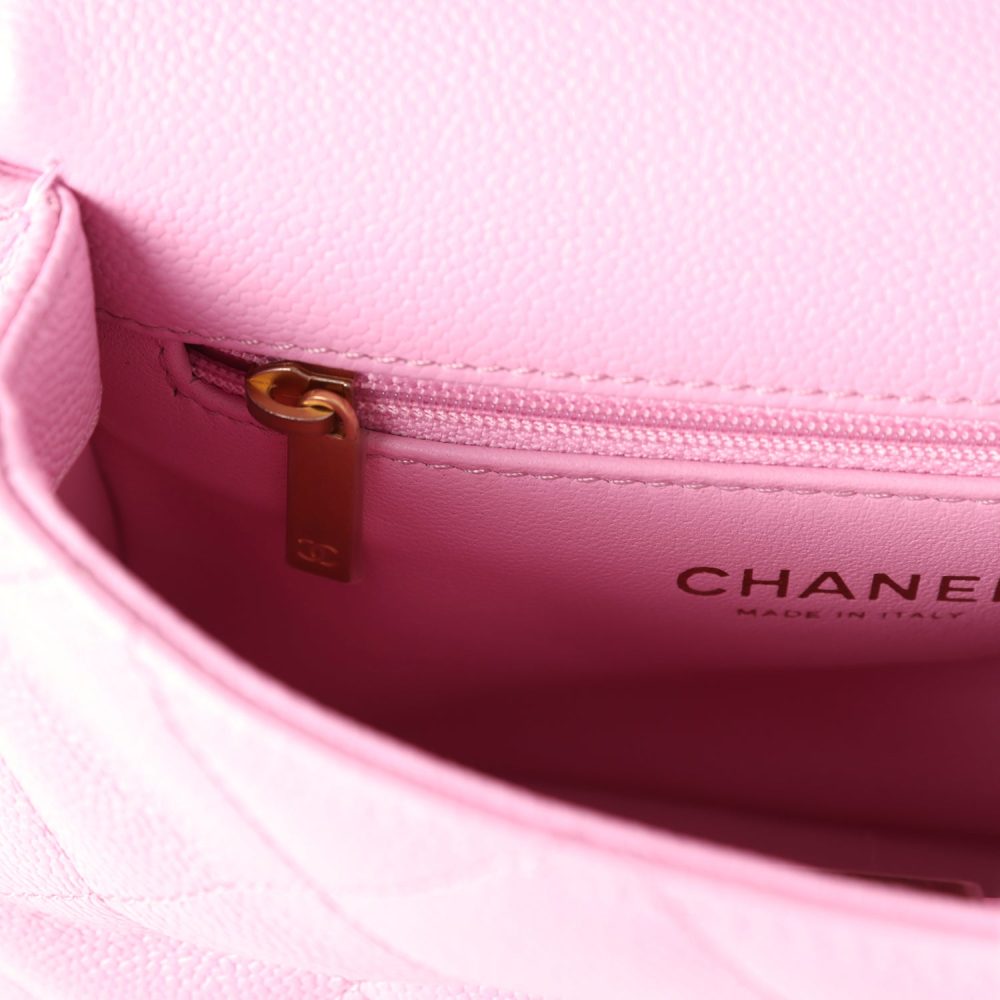 Chanel Mini Sweetheart Crush Square Flap Bag Pink Caviar Aged Gold Hardware - Image 11