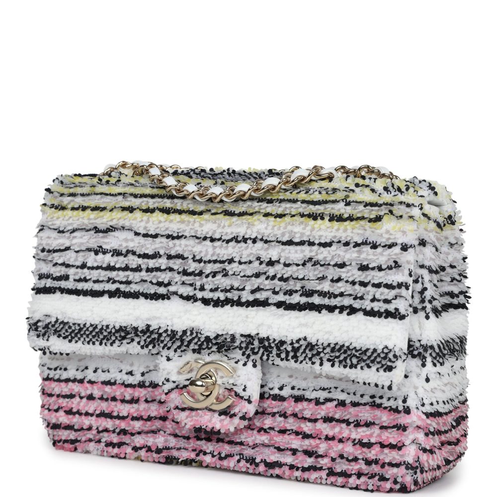 Chanel Mini Rectangular Flap White Multicolor Sequin Light Gold Hardware - Image 5