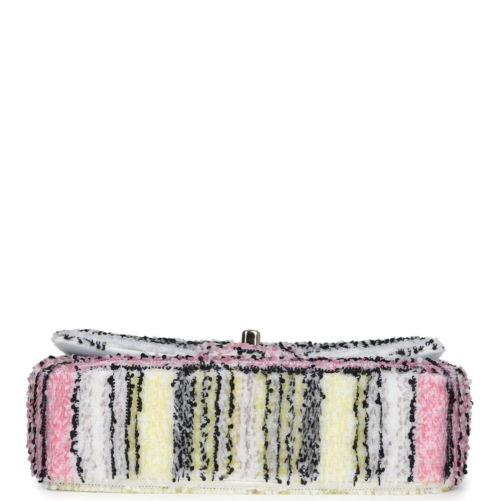 Chanel Mini Rectangular Flap White Multicolor Sequin Light Gold Hardware - Image 6