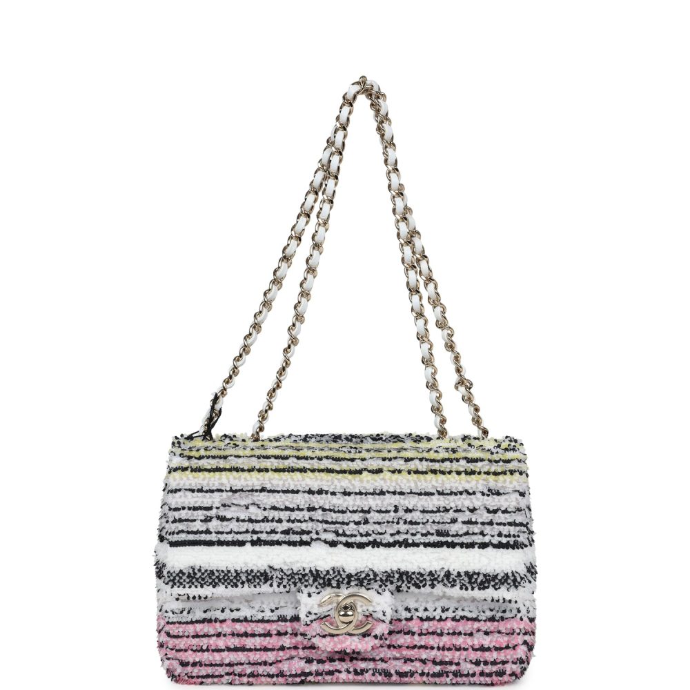 Chanel Mini Rectangular Flap White Multicolor Sequin Light Gold Hardware - Image 7